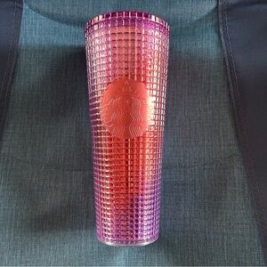Starbucks Purple Red Orange Shift Grid 24oz Venti Tumbler EUC
